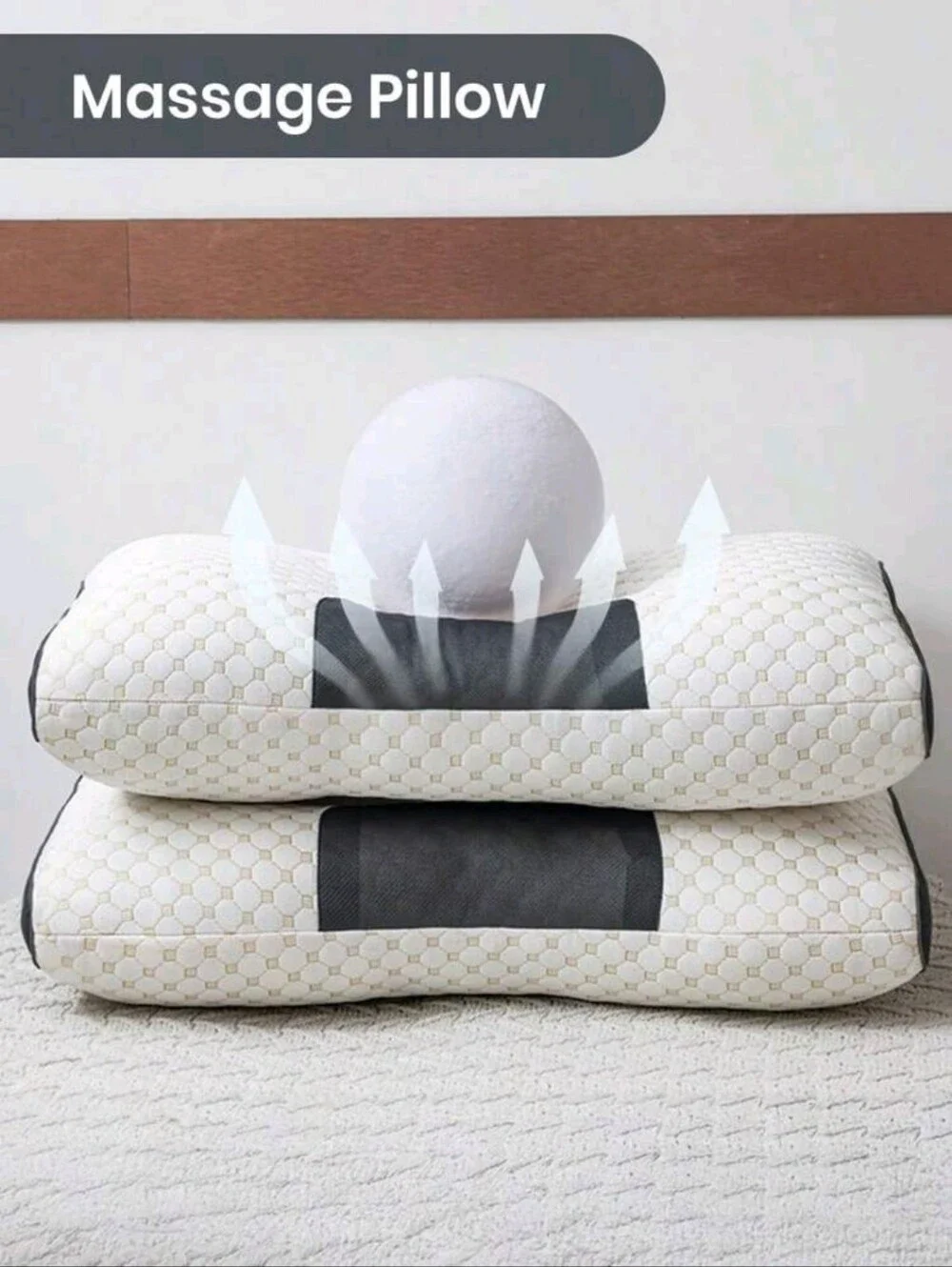 2 Pcs White and Black Contour Massage Pillows